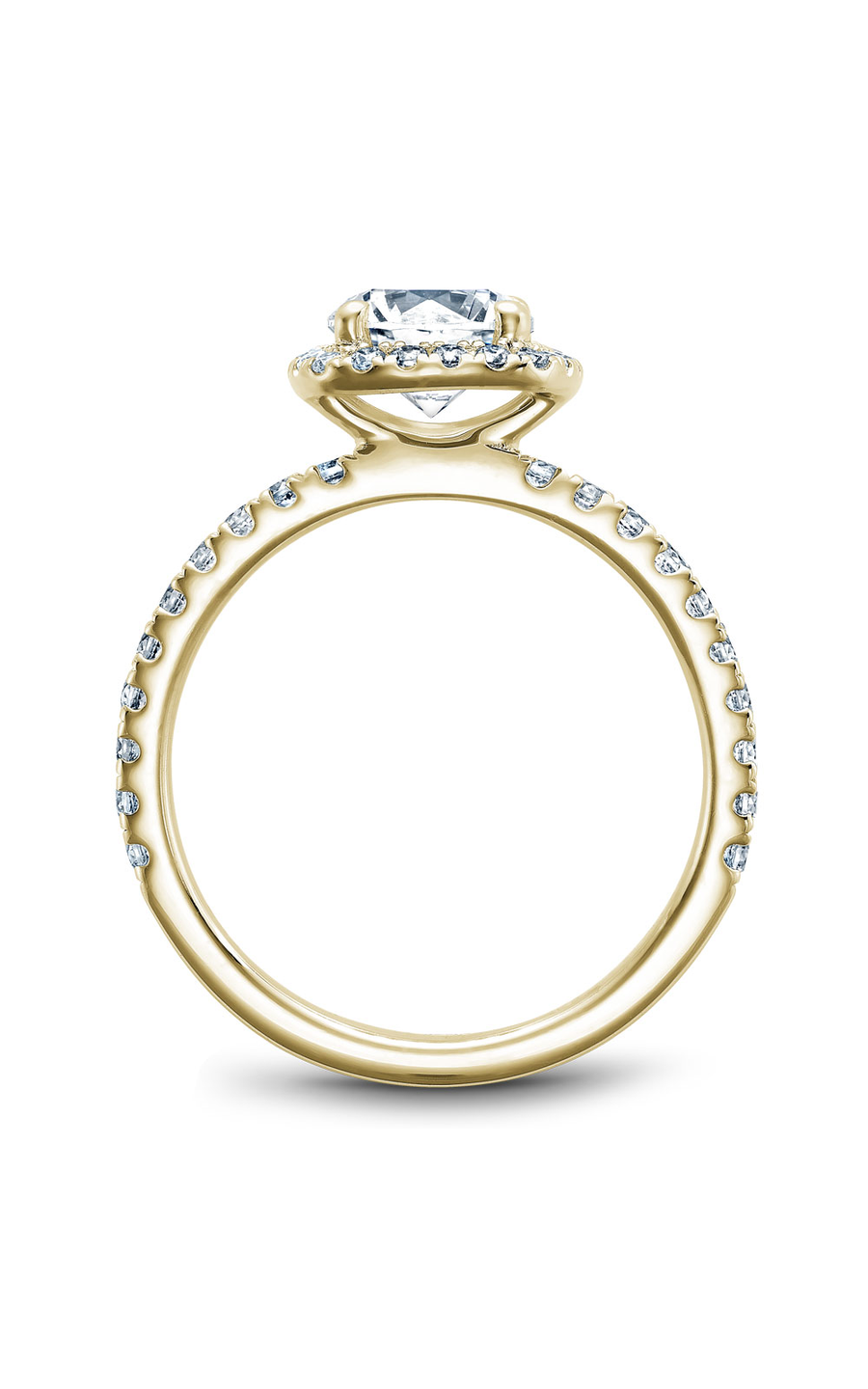18K Yellow Gold Halo Round Engagement Ring