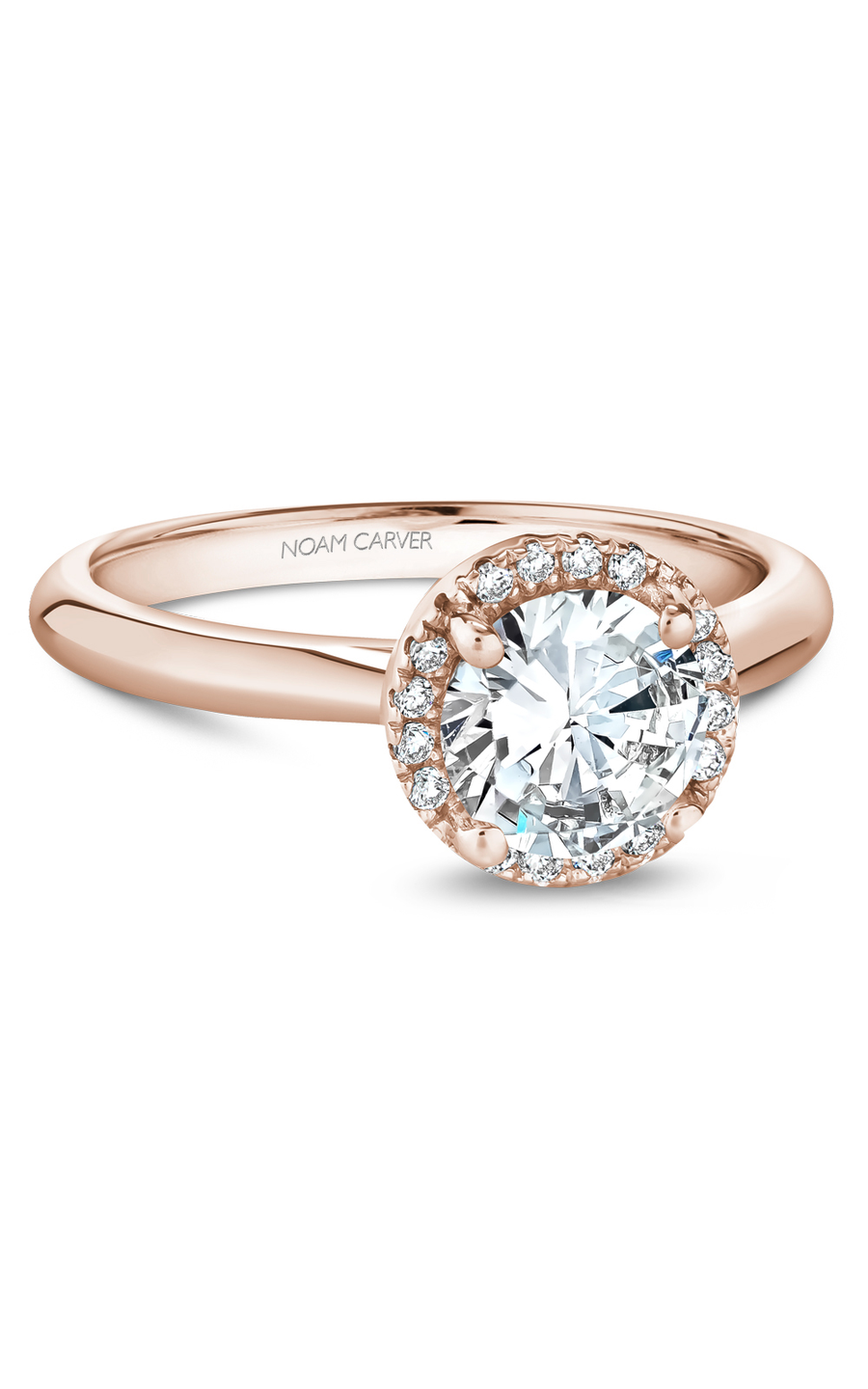18K Rose Gold Halo Round Engagement Ring