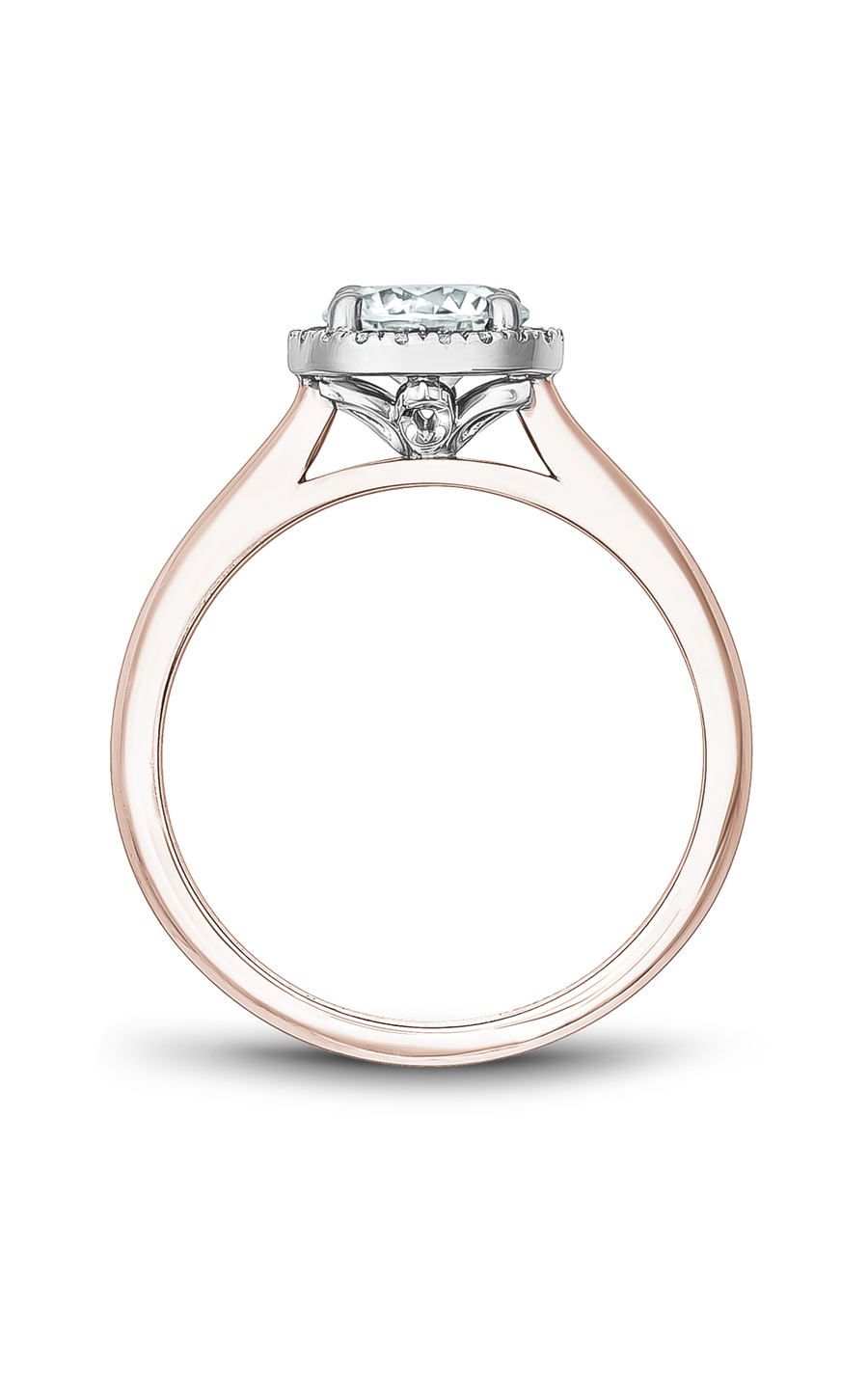 18K Rose Gold and 18K White Gold Halo Round Engagement Ring