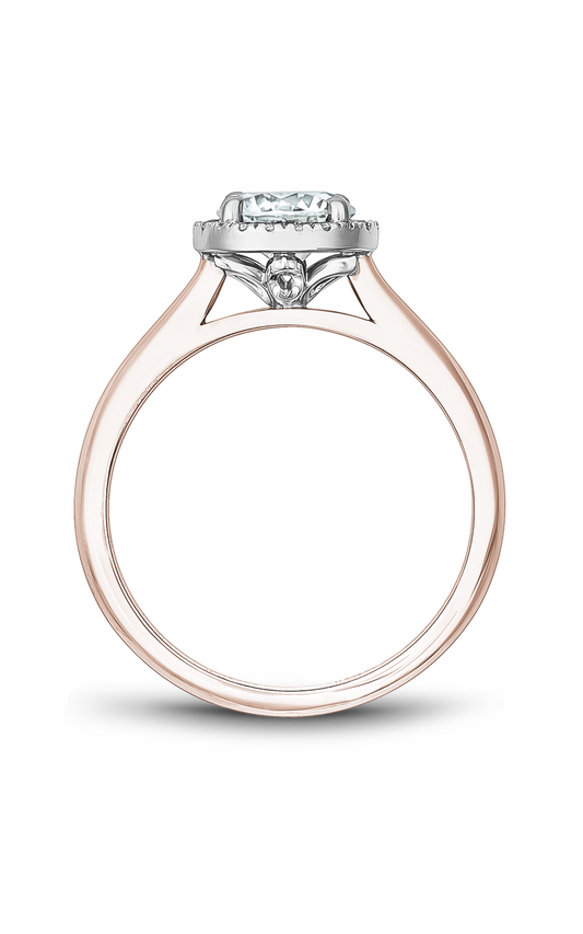 18K Rose Gold and 18K White Gold Halo Round Engagement Ring