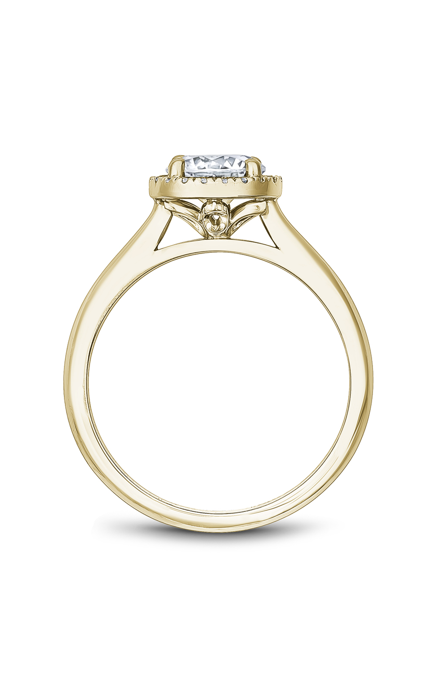 18K Yellow Gold Halo Round Engagement Ring