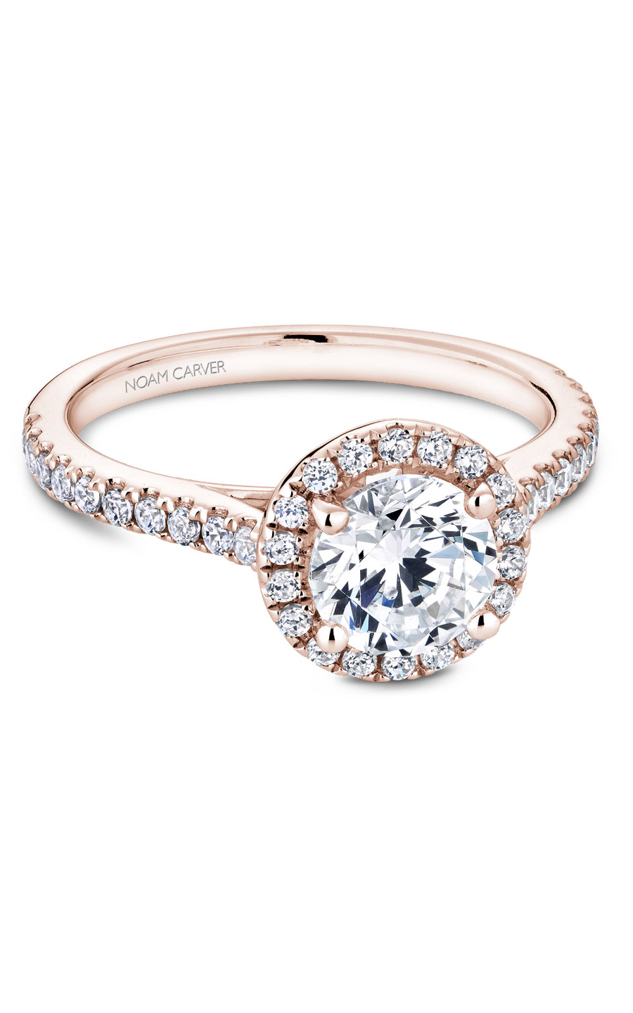 18K Rose Gold Halo Round Engagement Ring