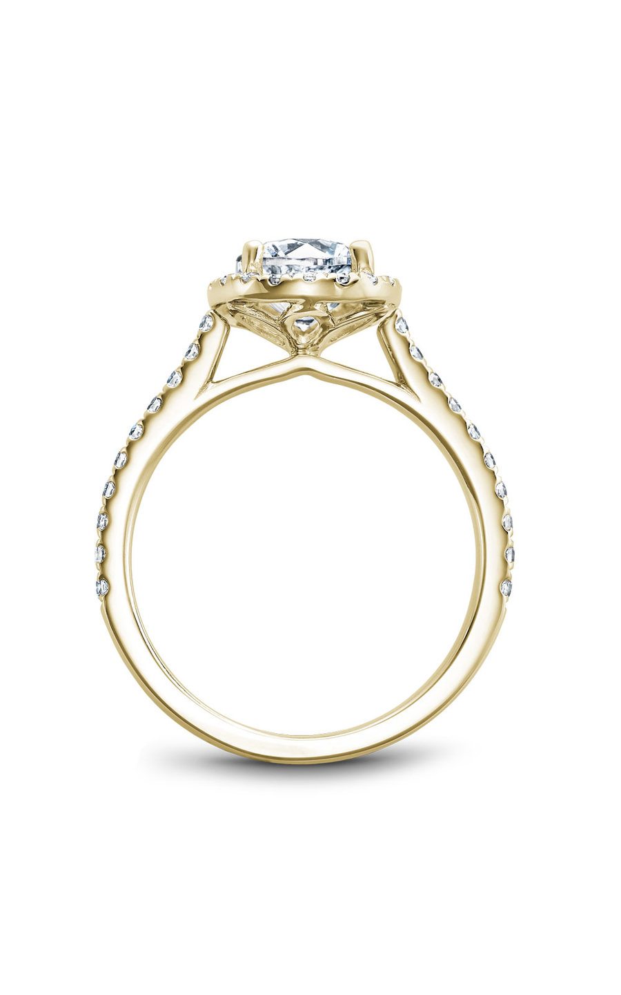 18K Yellow Gold Halo Round Engagement Ring