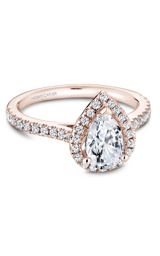 18K Rose Gold Halo Pear Engagement Ring