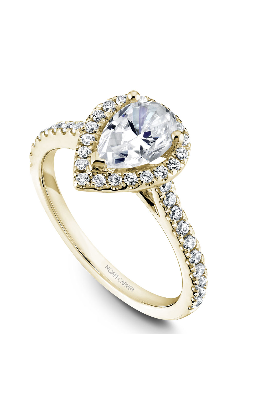 14K Yellow Gold Halo Pear Engagement Ring