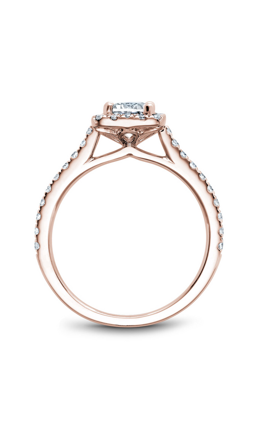18K Rose Gold Halo Emerald Engagement Ring