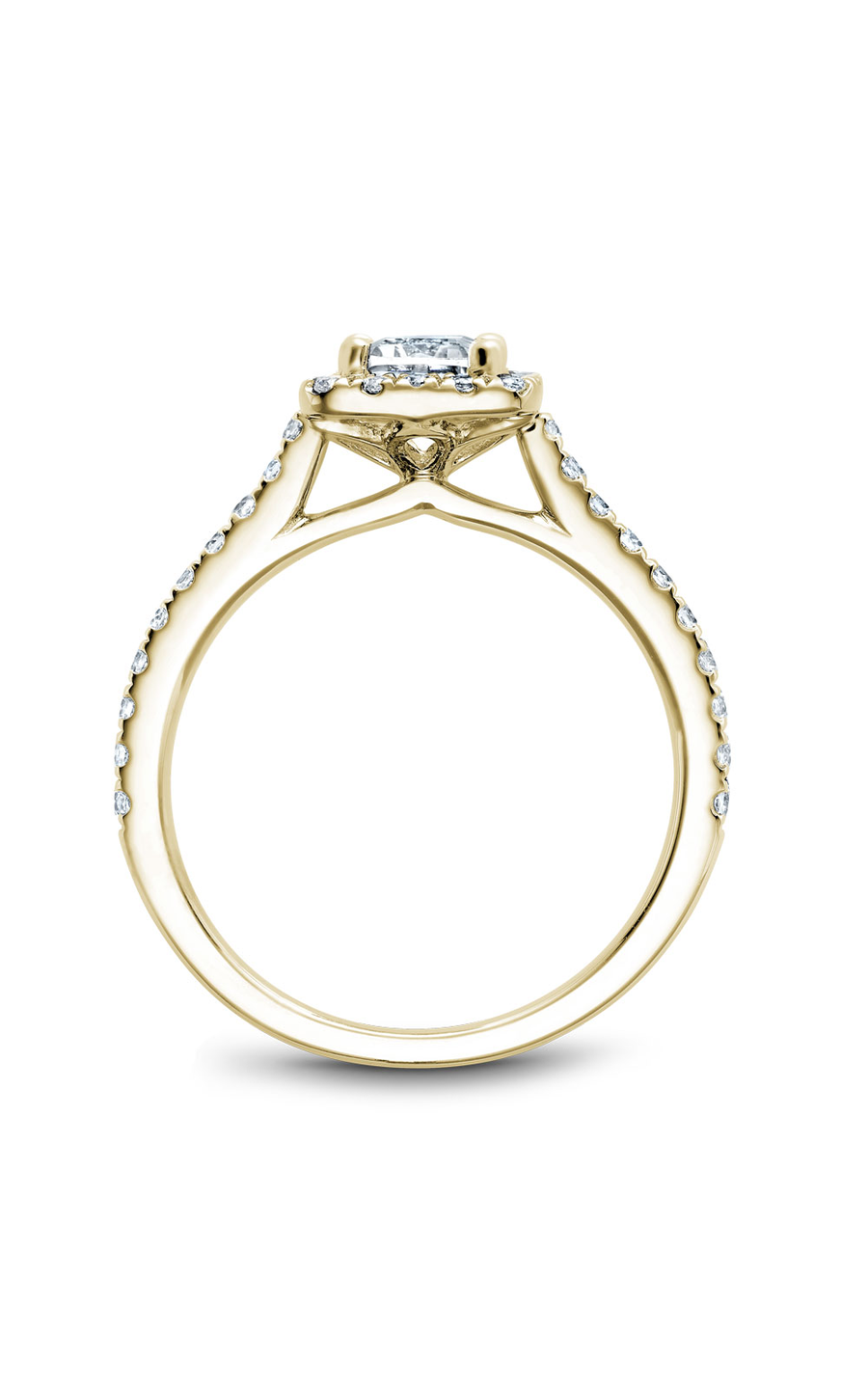 18K Yellow Gold Halo Emerald Engagement Ring