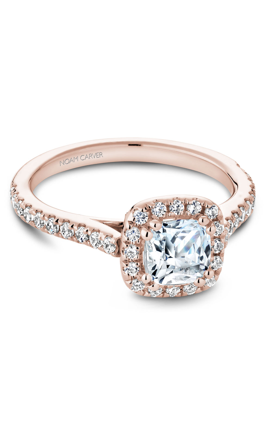 18K Rose Gold Halo Cushion Engagement Ring