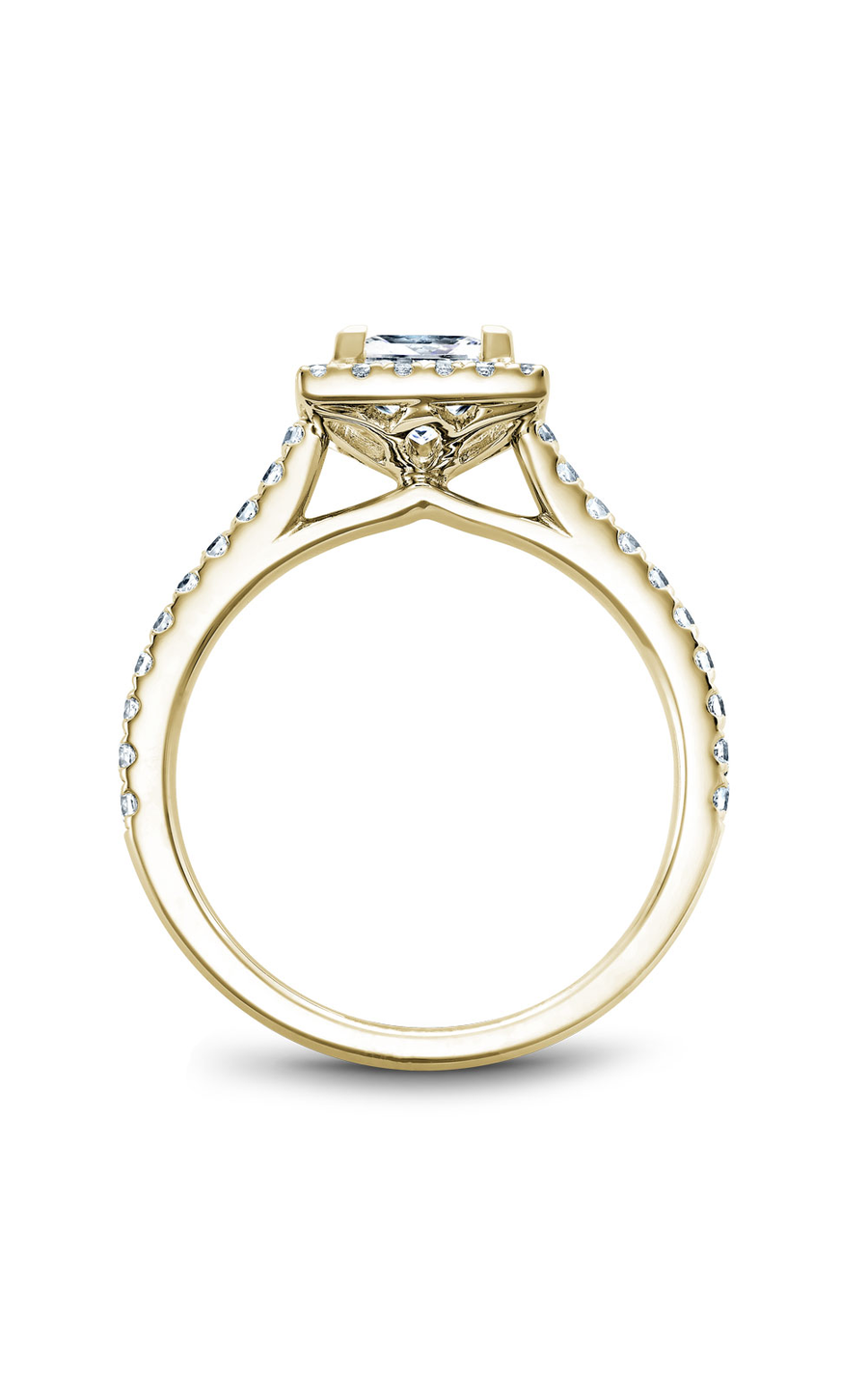 18K Yellow Gold Halo Princess Engagement Ring
