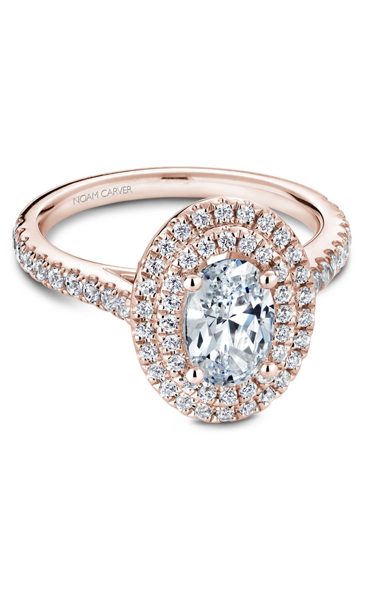 18K Rose Gold Halo Oval Engagement Ring