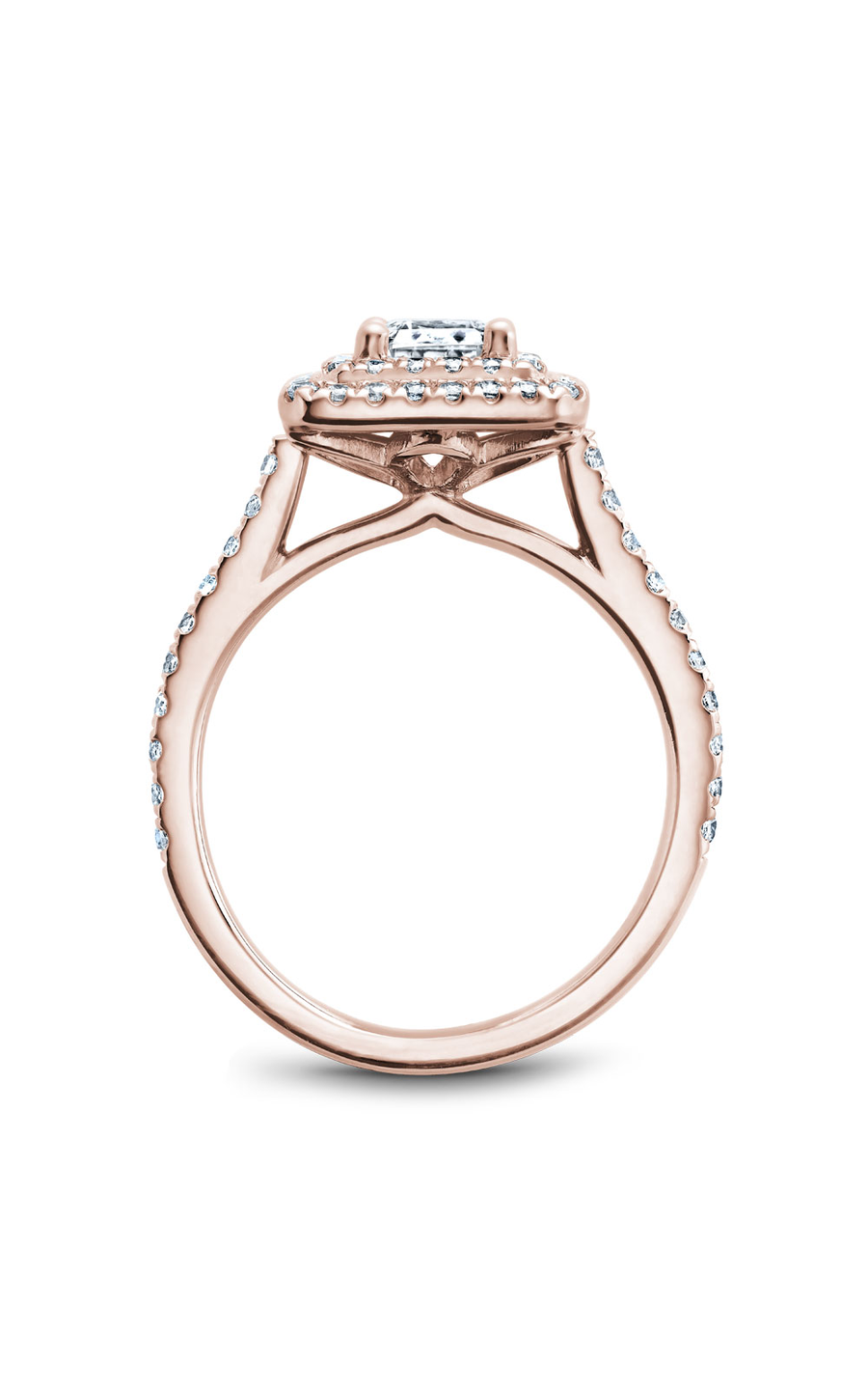 18K Rose Gold Halo Emerald Engagement Ring