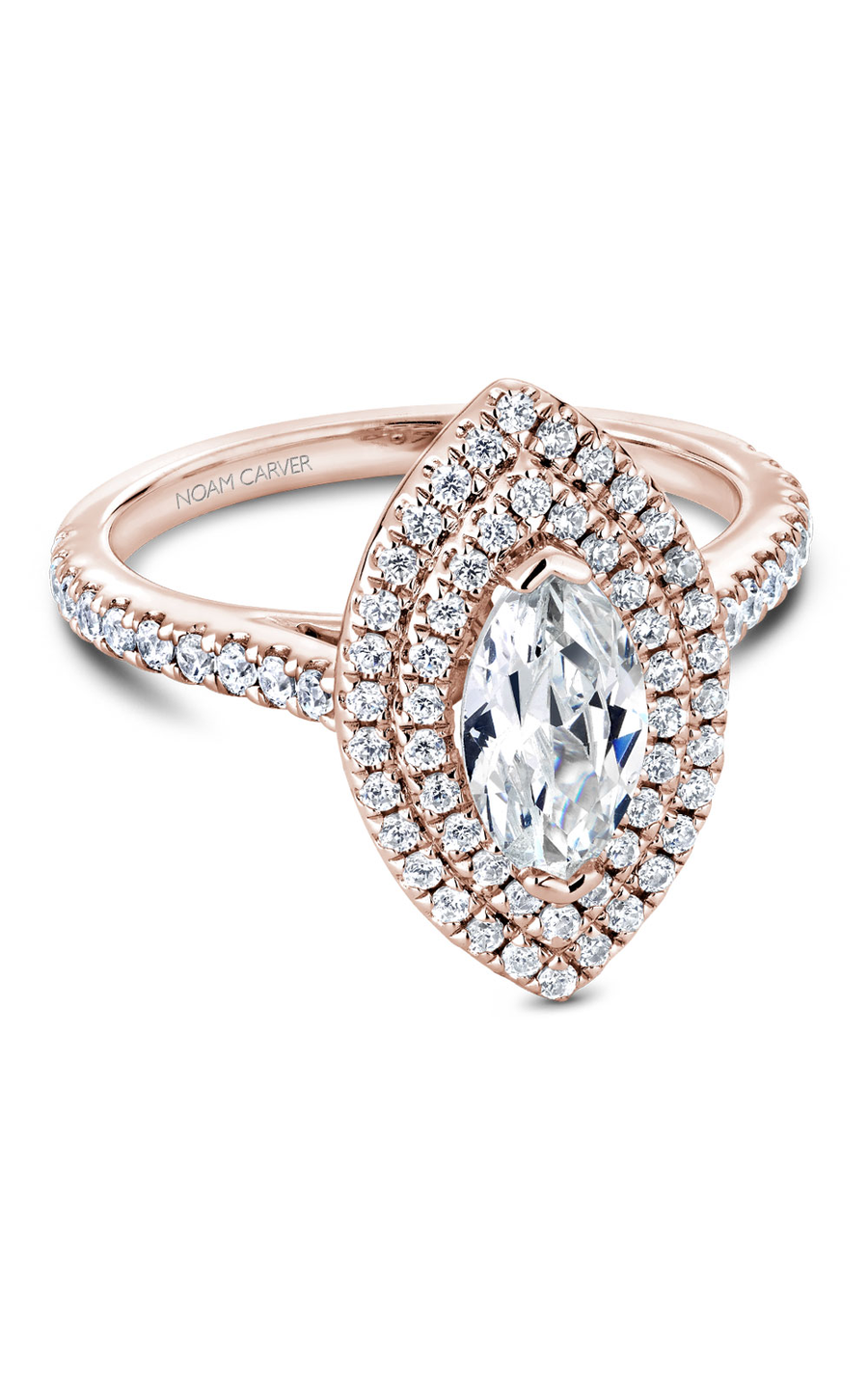 18K Rose Gold Halo Marquise Engagement Ring