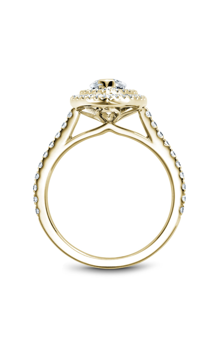 18K Yellow Gold Halo Marquise Engagement Ring