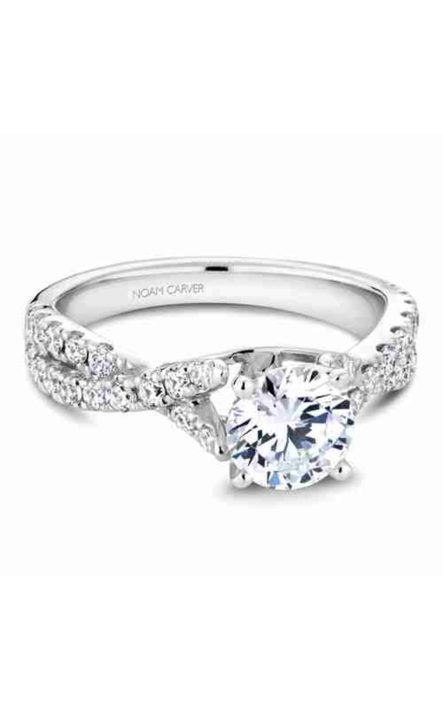 Platinum Twist Band Sidestone Round Engagement Ring