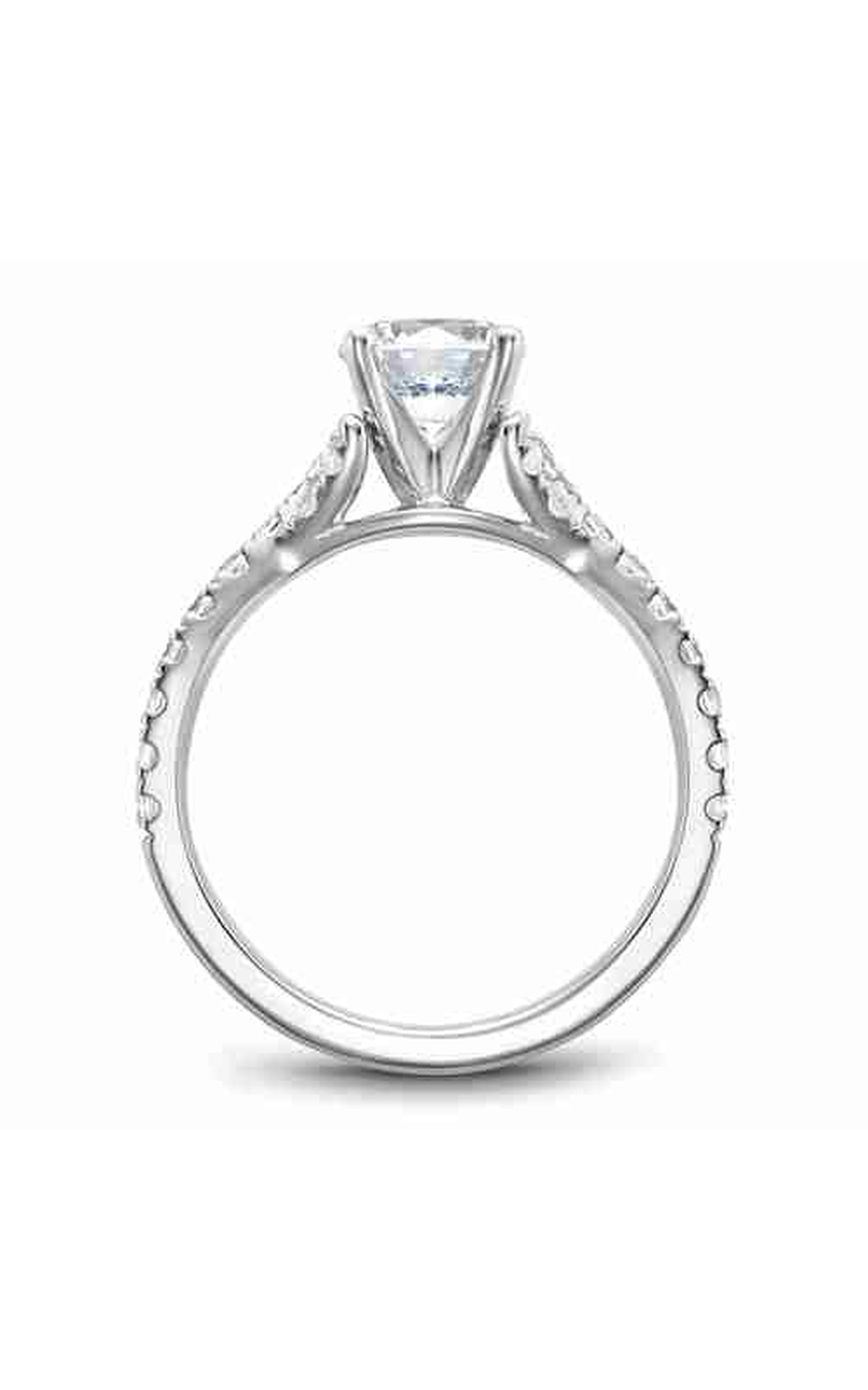 Platinum Twist Band Sidestone Round Engagement Ring