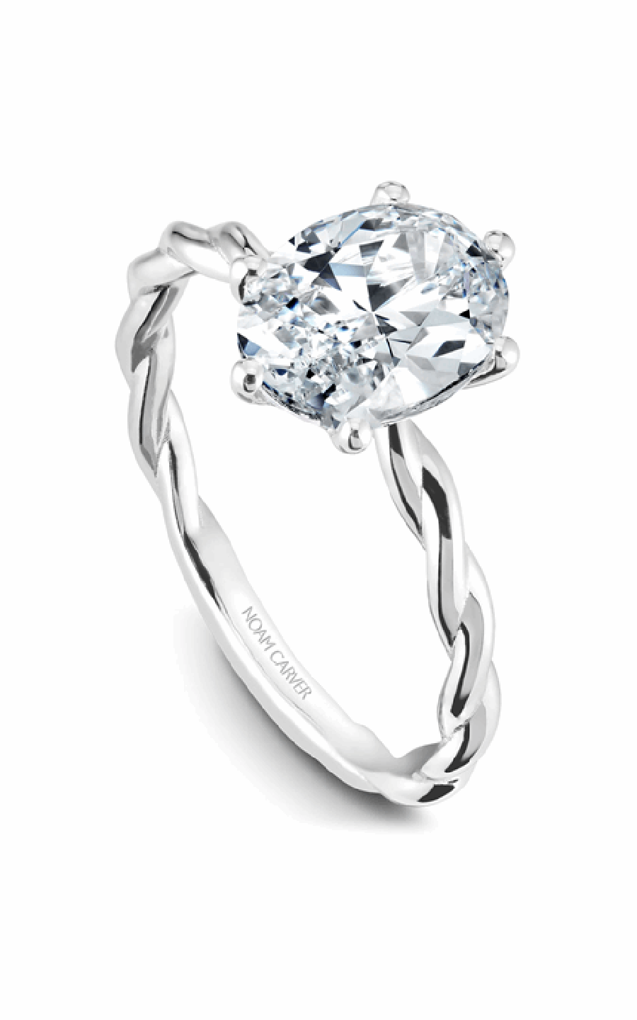Platinum Twist Band Solitaire Oval Engagement Ring