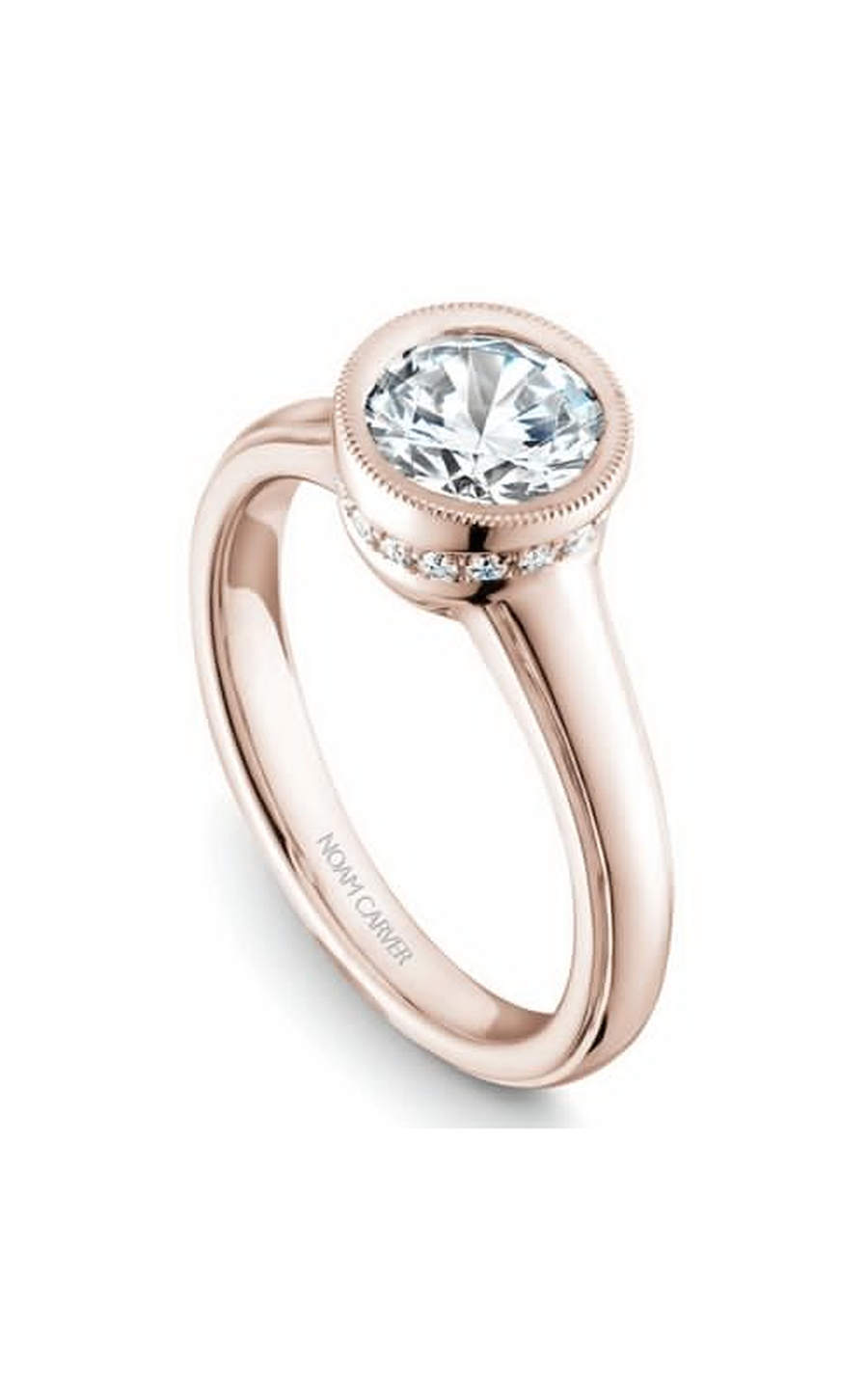 14K Rose Gold Bezel Solitaire Round Engagement Ring
