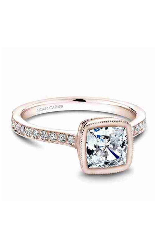 14K White Gold Bezel Sidestone Cushion Engagement Ring