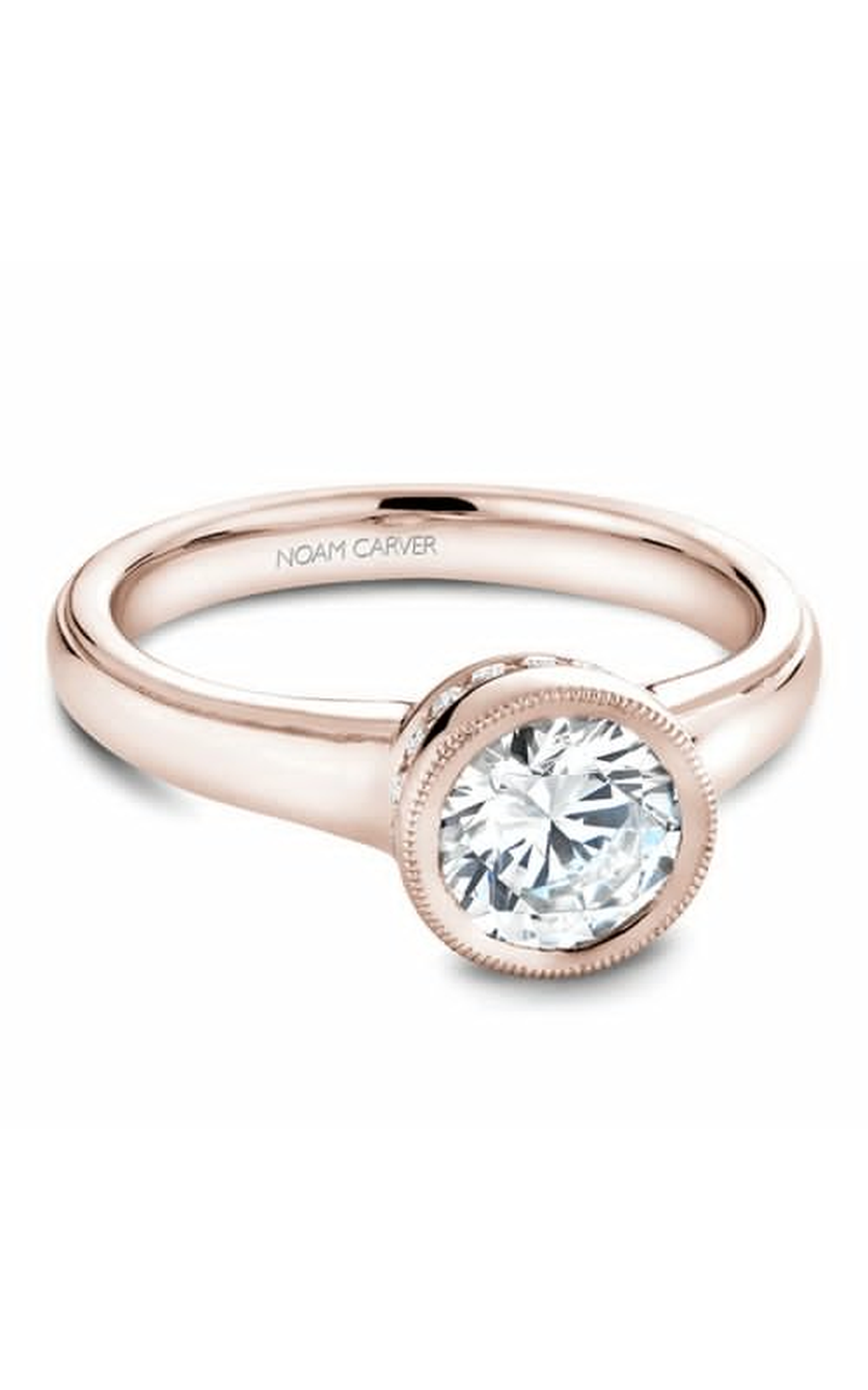 18K Rose Gold Bezel Solitaire Round Engagement Ring
