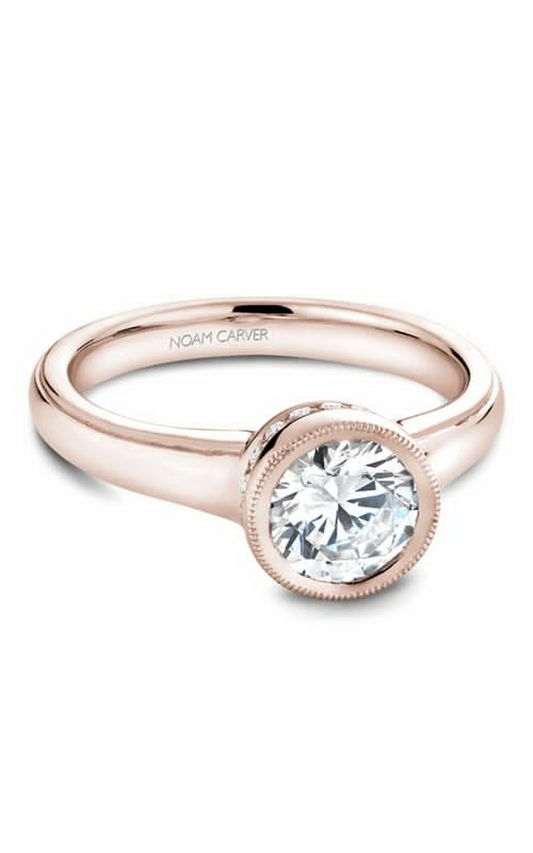 18K Rose Gold Bezel Solitaire Round Engagement Ring