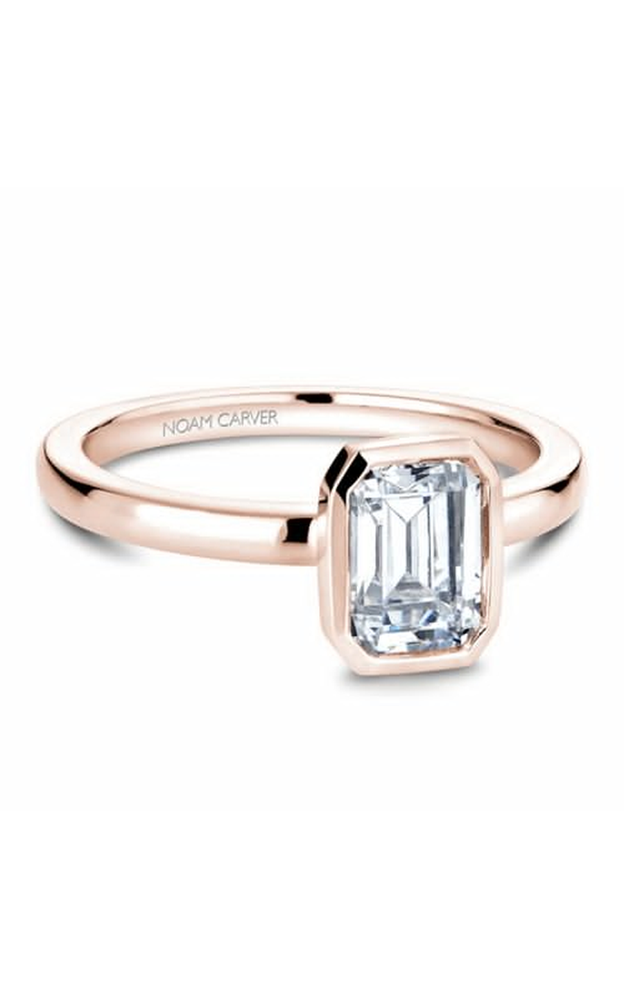 18K Rose Gold Bezel Solitaire Emerald Engagement Ring