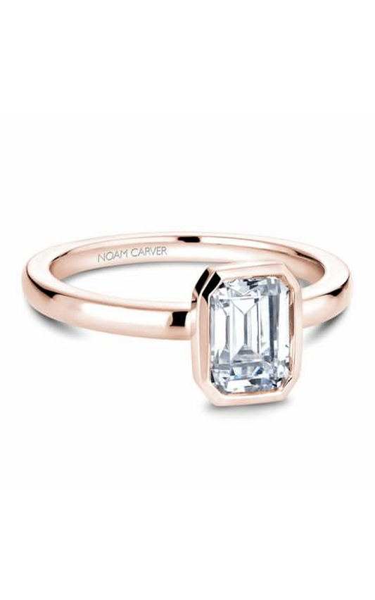 18K Rose Gold Bezel Solitaire Emerald Engagement Ring