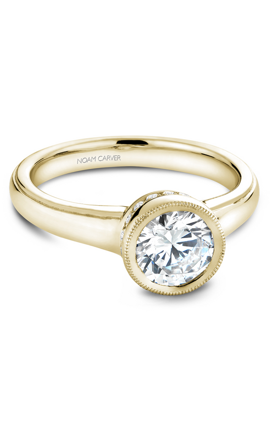 14K Yellow Gold Bezel Solitaire Round Engagement Ring