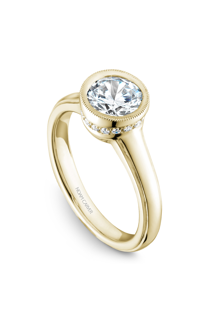 18K Yellow Gold Bezel Solitaire Round Engagement Ring