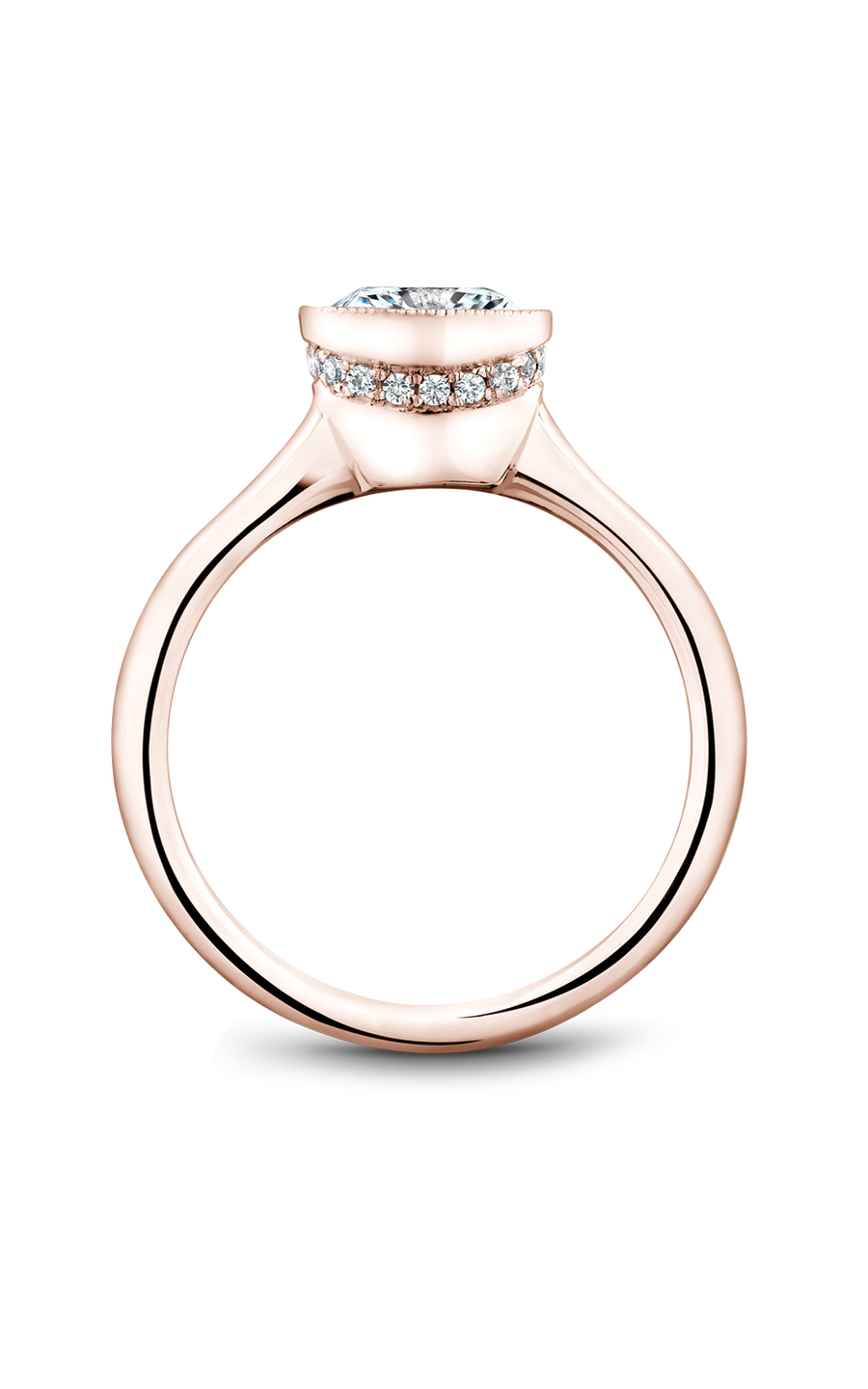 18K Rose Gold Bezel Solitaire Cushion Engagement Ring
