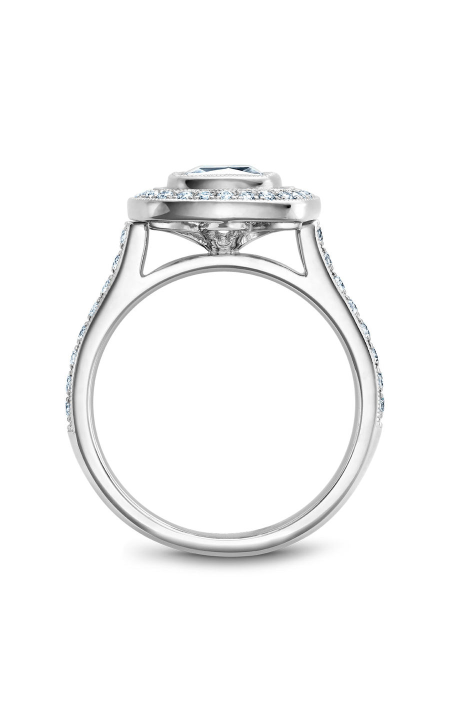 18K White Gold Bezel Halo Cushion Engagement Ring