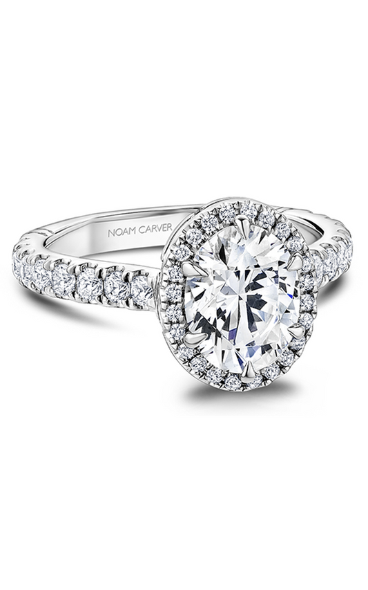 18K White Gold Atelier Halo Oval Engagement Ring