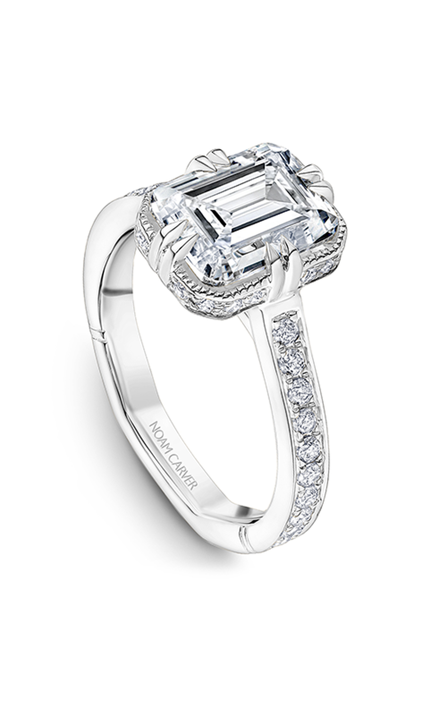 14K White Gold Atelier Halo Emerald Engagement Ring