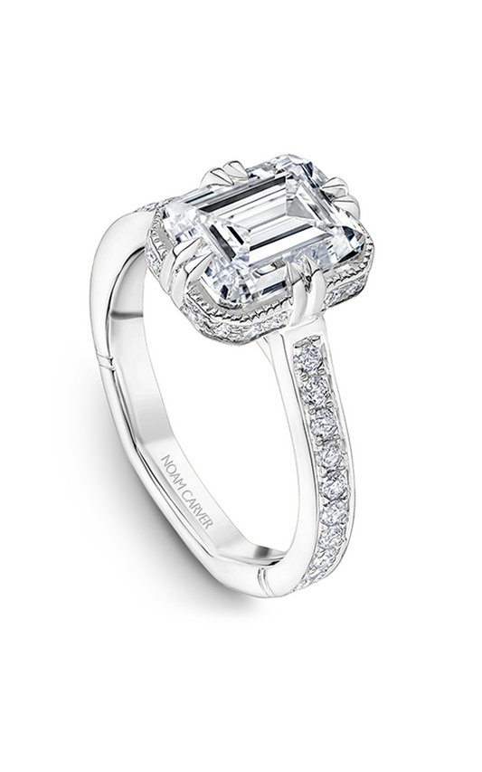 14K White Gold Atelier Halo Emerald Engagement Ring