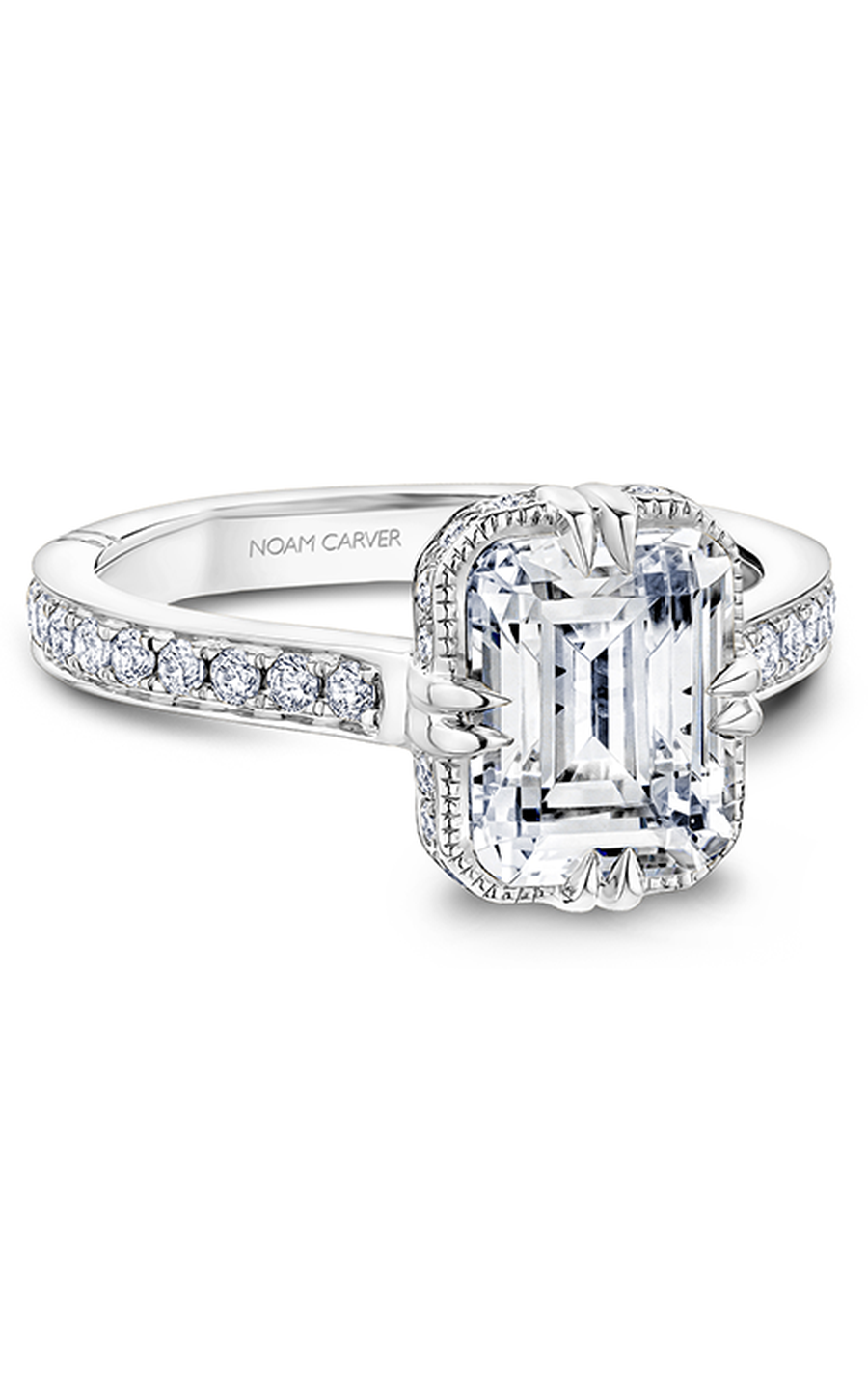 18K White Gold Atelier Halo Emerald Engagement Ring