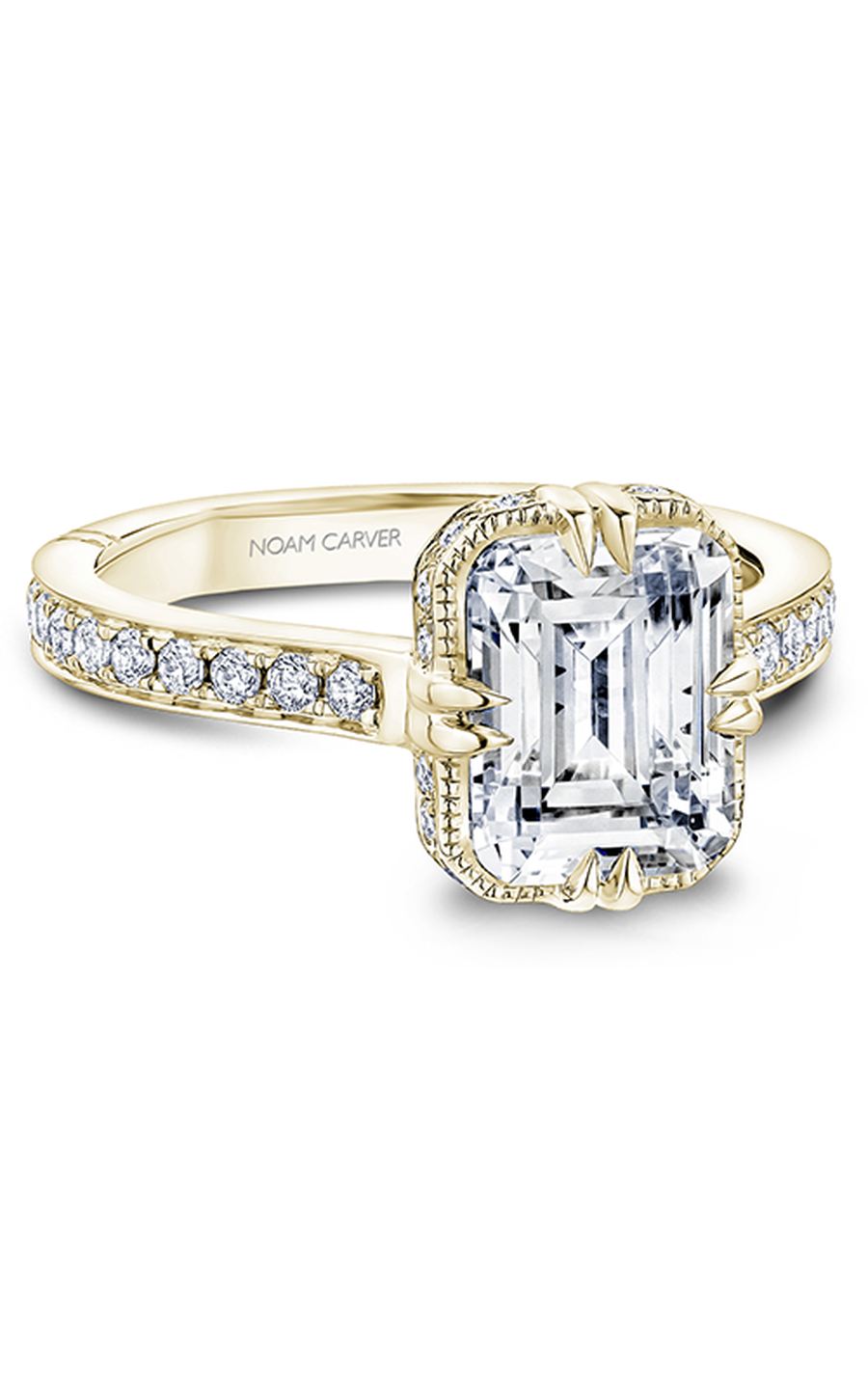 18K Yellow Gold Atelier Halo Emerald Engagement Ring