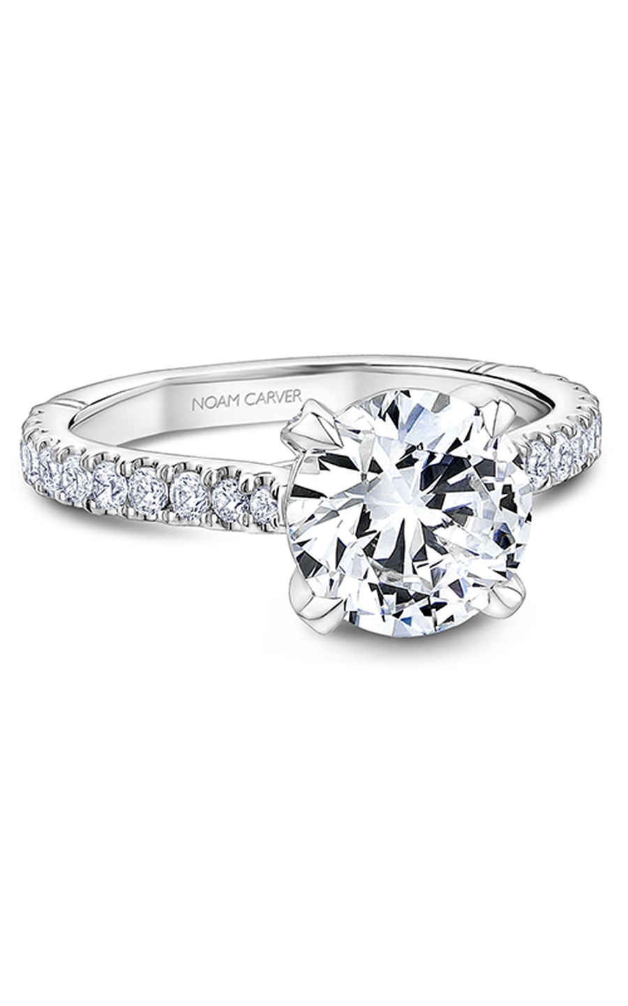 18K White Gold Atelier Sidestone Round Engagement Ring