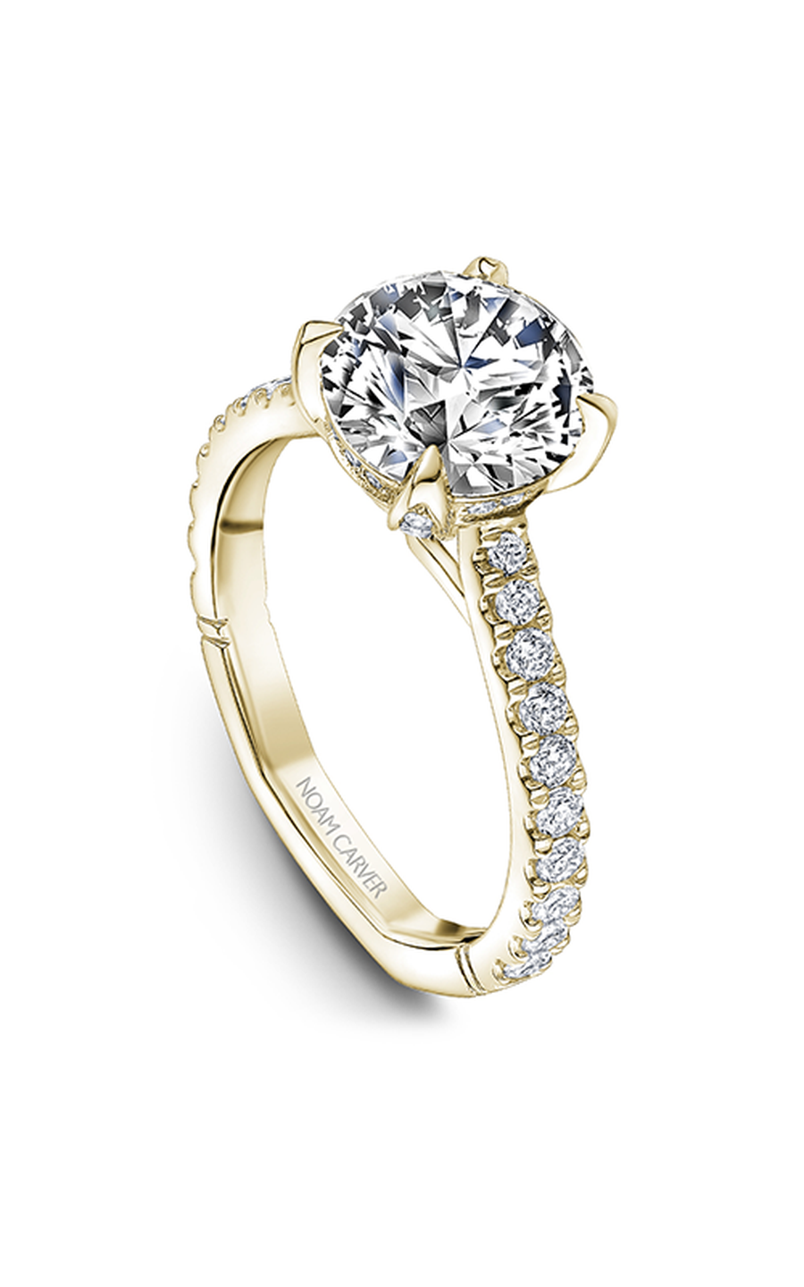 14K Yellow Gold Atelier Sidestone Round Engagement Ring