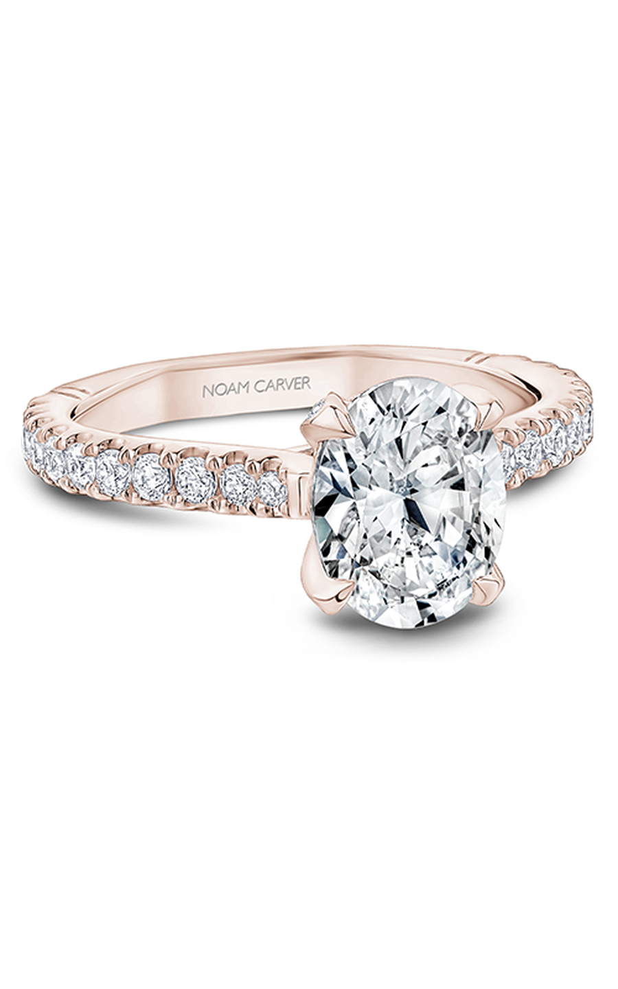 18K Rose Gold Atelier Sidestone Oval Engagement Ring