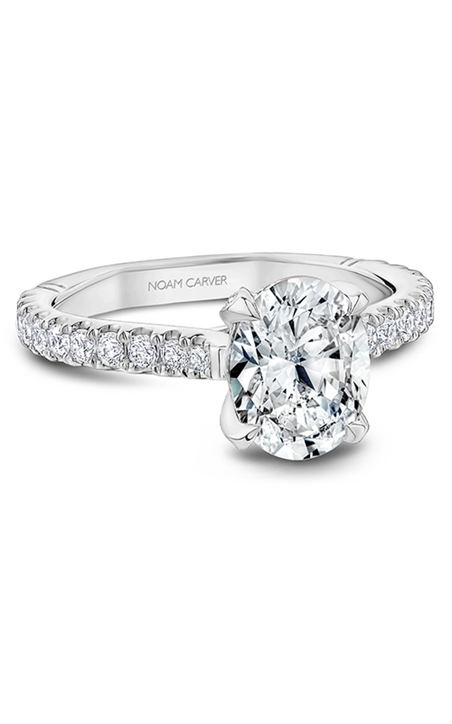 18K White Gold Atelier Sidestone Oval Engagement Ring