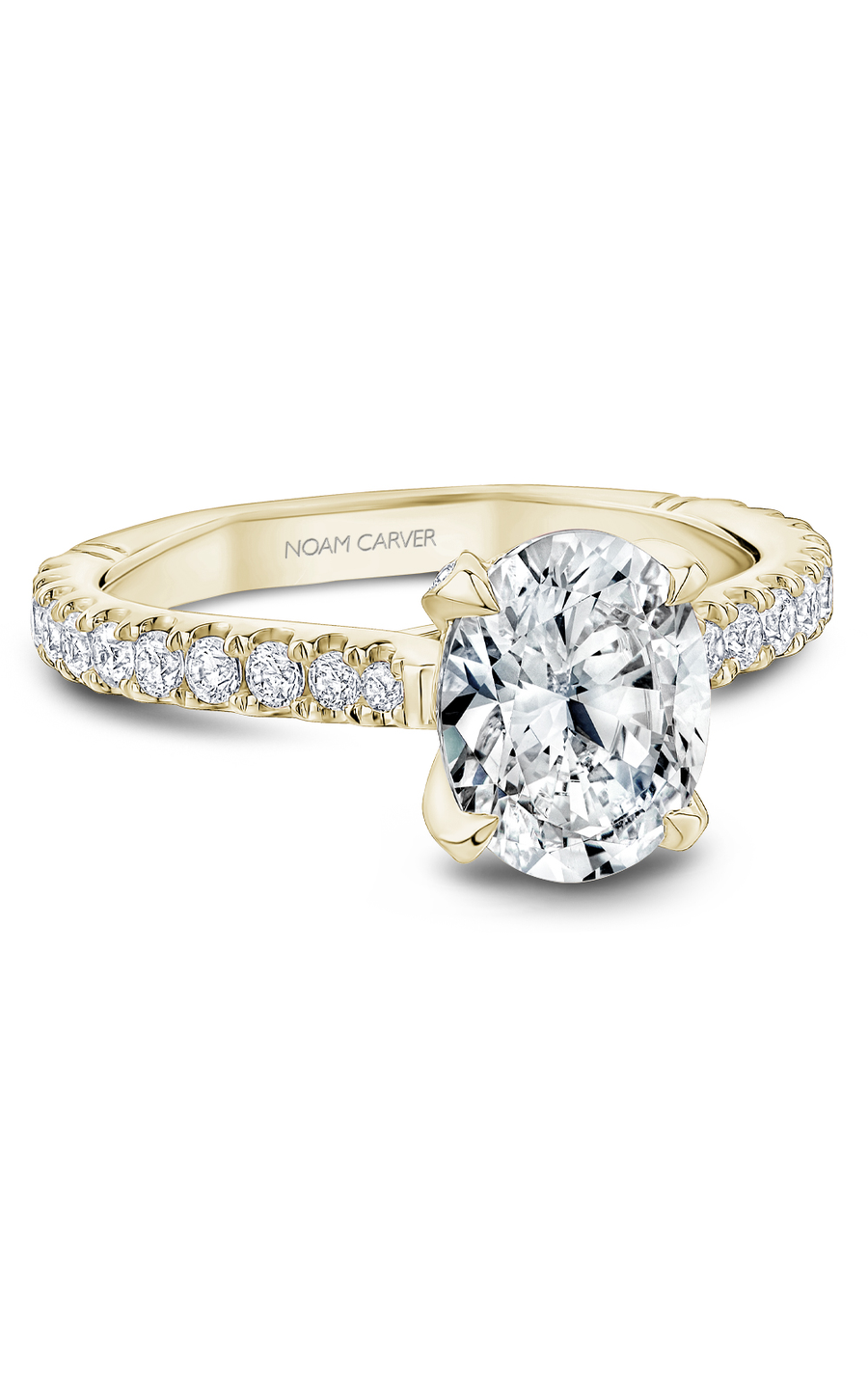 18K Yellow Gold Atelier Sidestone Oval Engagement Ring