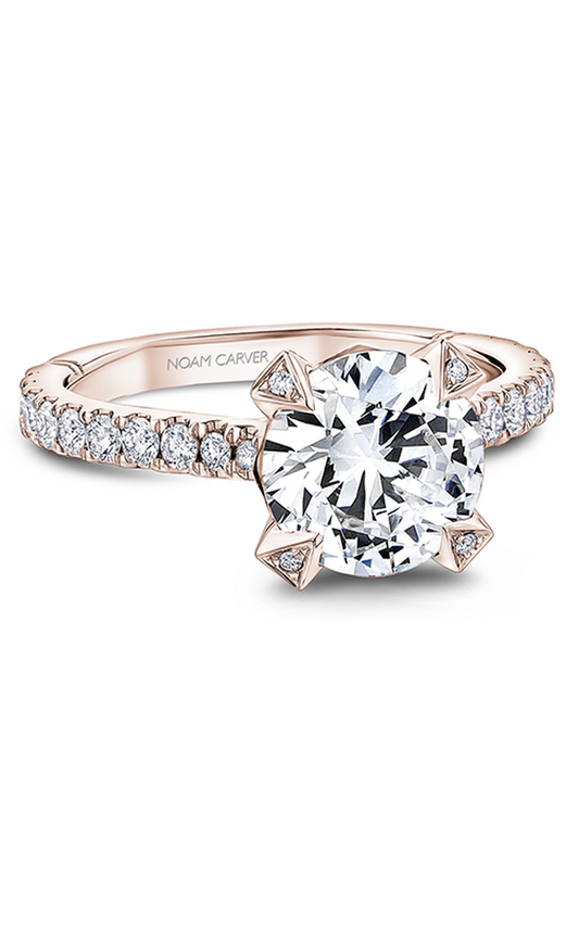 18K Rose Gold Atelier Sidestone Round Engagement Ring