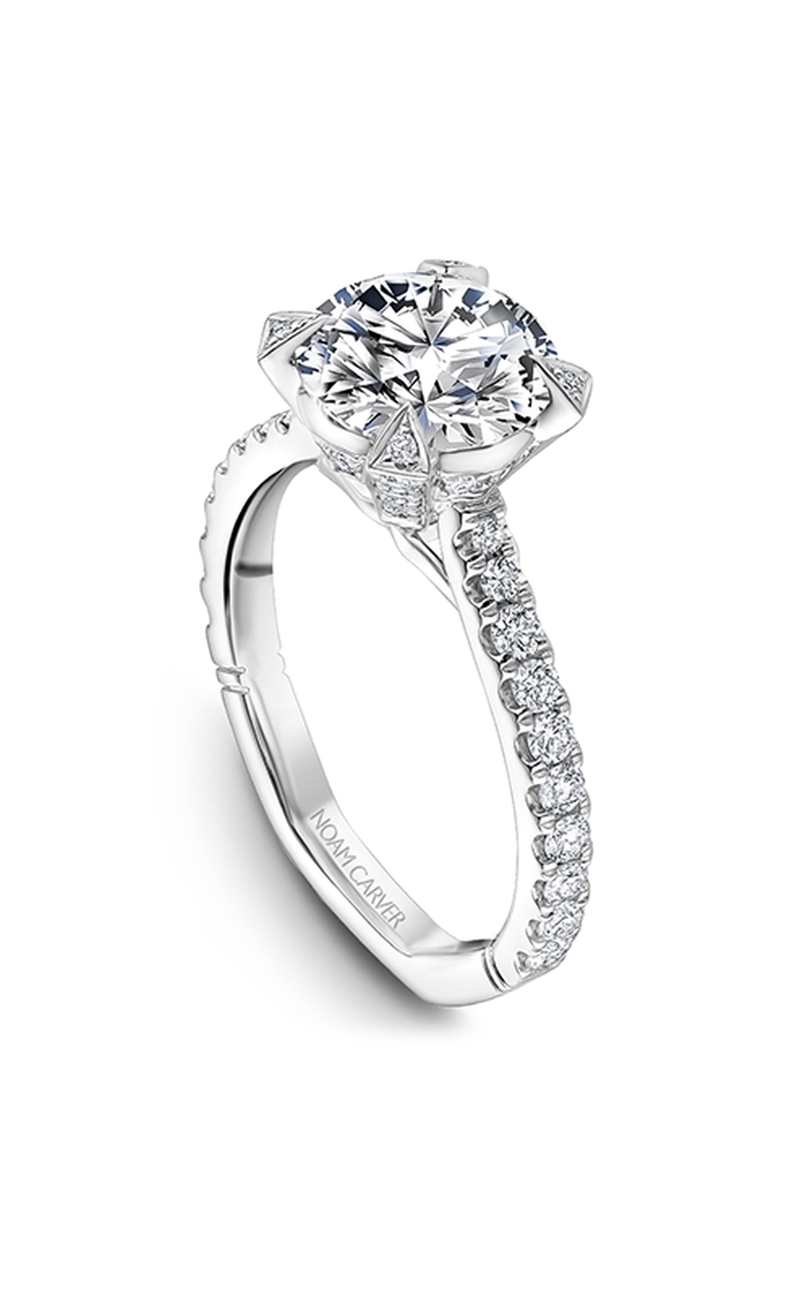 18K White Gold Atelier Sidestone Round Engagement Ring