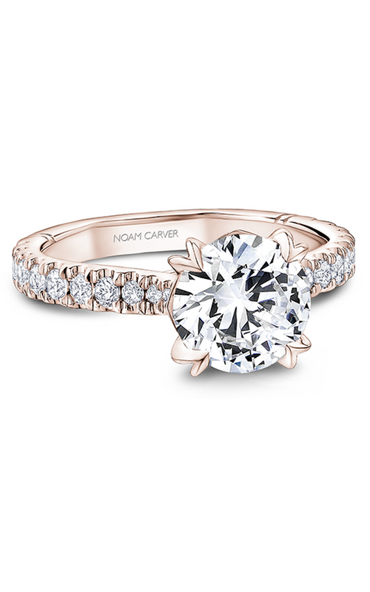 18K Rose Gold Atelier Sidestone Round Engagement Ring