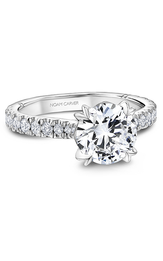 18K White Gold Atelier Sidestone Round Engagement Ring