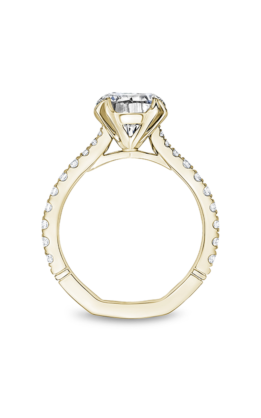 14K Yellow Gold Atelier Sidestone Round Engagement Ring