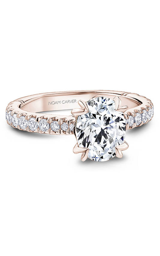 14K Rose Gold Atelier Sidestone Oval Engagement Ring