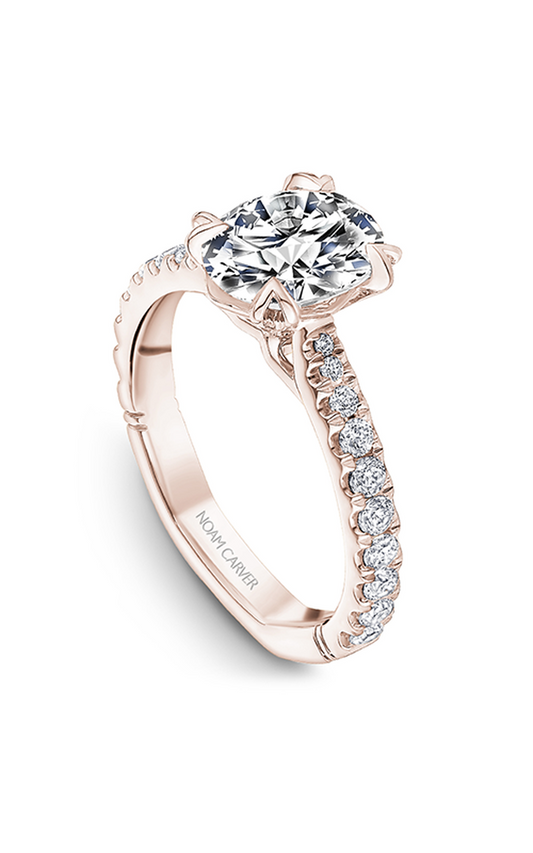 14K Rose Gold Atelier Sidestone Oval Engagement Ring