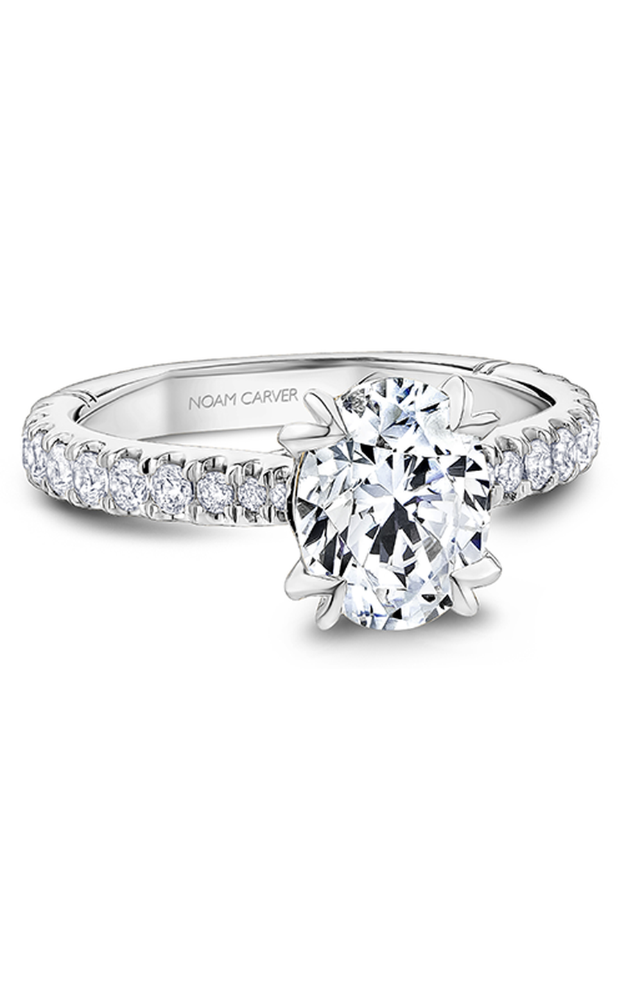 14K White Gold Atelier Sidestone Oval Engagement Ring