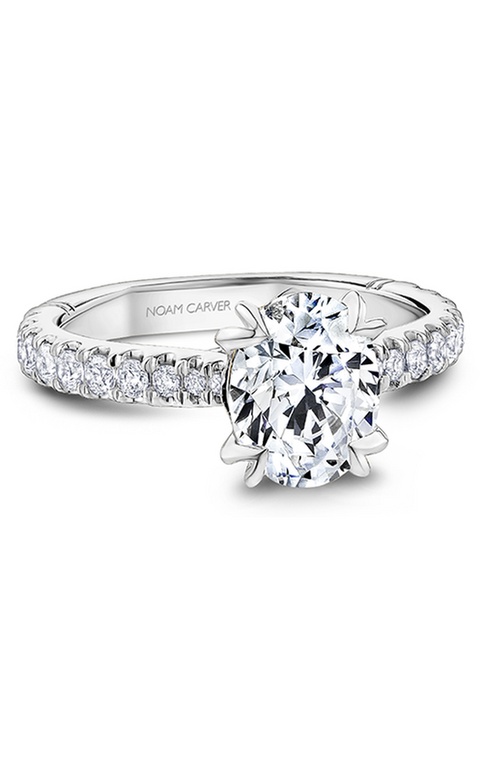 14K White Gold Atelier Sidestone Oval Engagement Ring