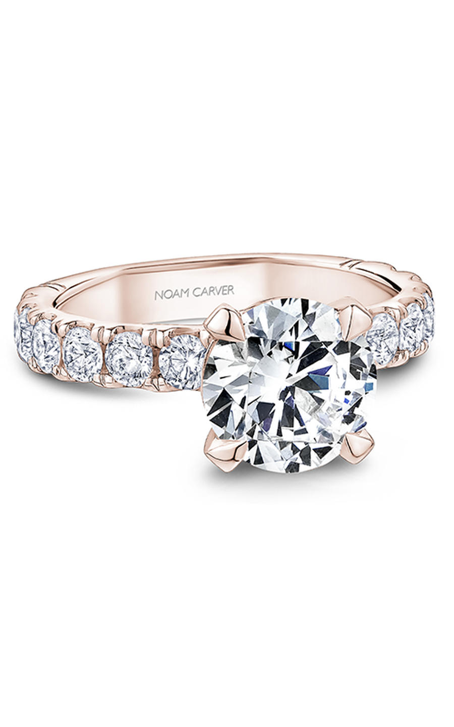 18K Rose Gold Atelier Sidestone Round Engagement Ring